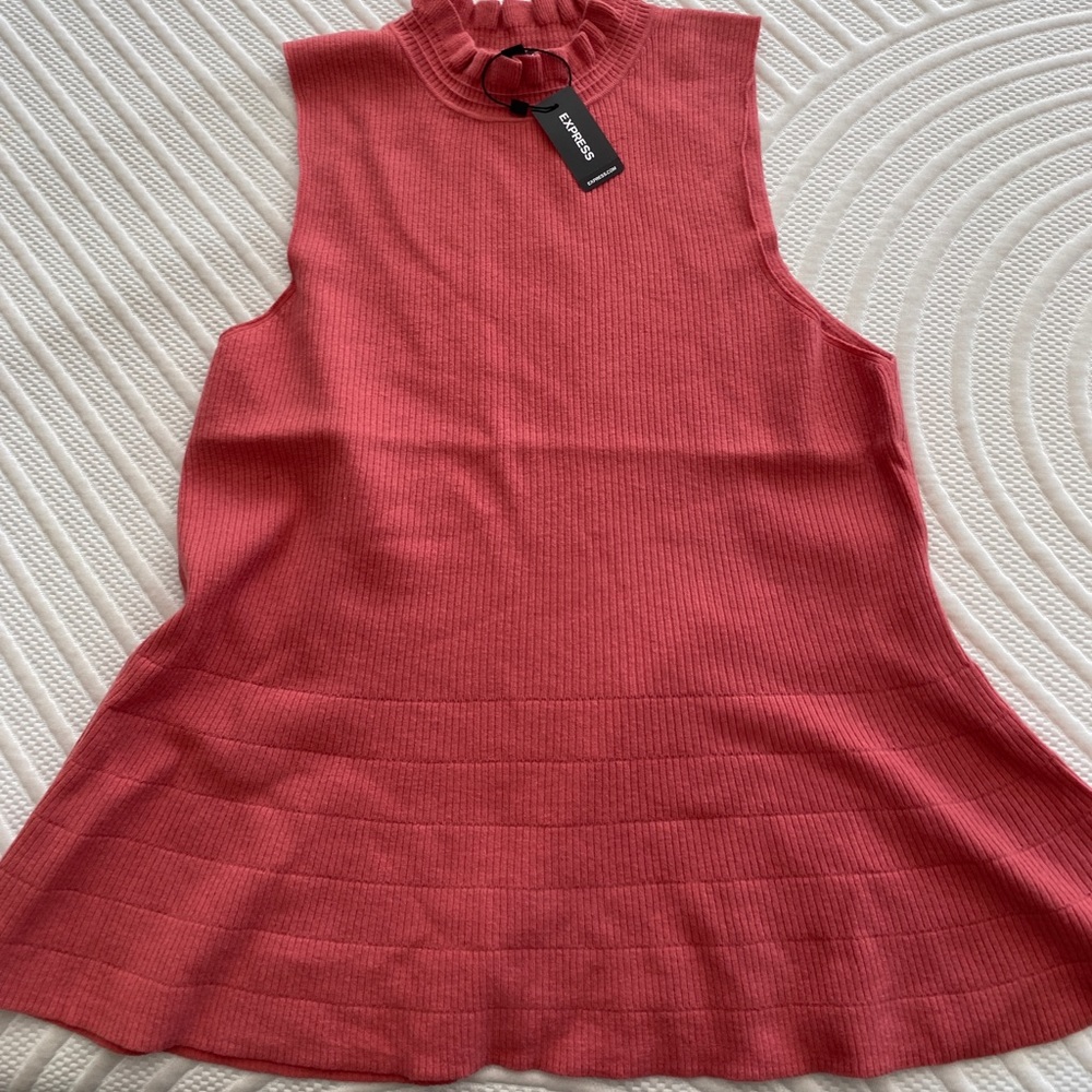 Express Ruffle Neck Peplum Sweater Tank XL